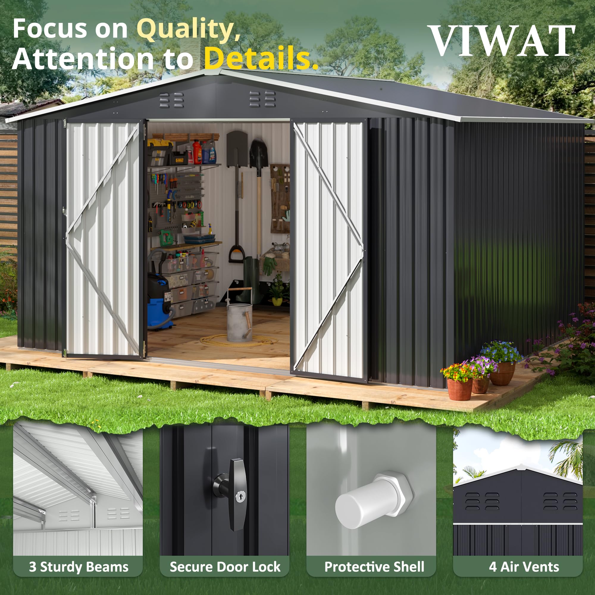 おおばかやろう　6点セット Amazon.com : VIWAT 12x10 FT Outdoor Storage Shed, Garden Shed with